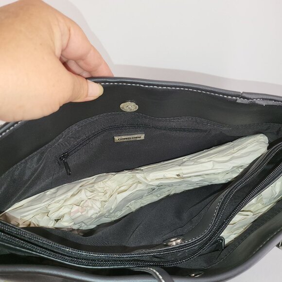 Giani Bernini Black Leather Tote Bag - Organizer Pockets & Smartphone Pocket MSR - Picture 5 of 8
